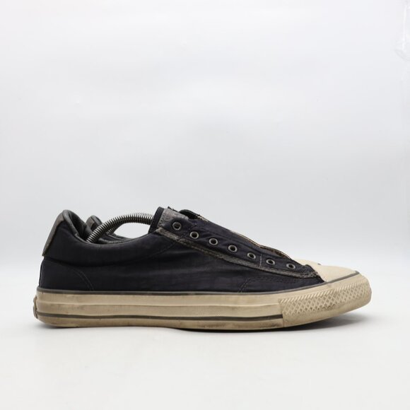 Converse X John Varvatos Men’s 10.5 Women's 12.5 Black Leather Sneakers Laceless - Picture 2 of 11